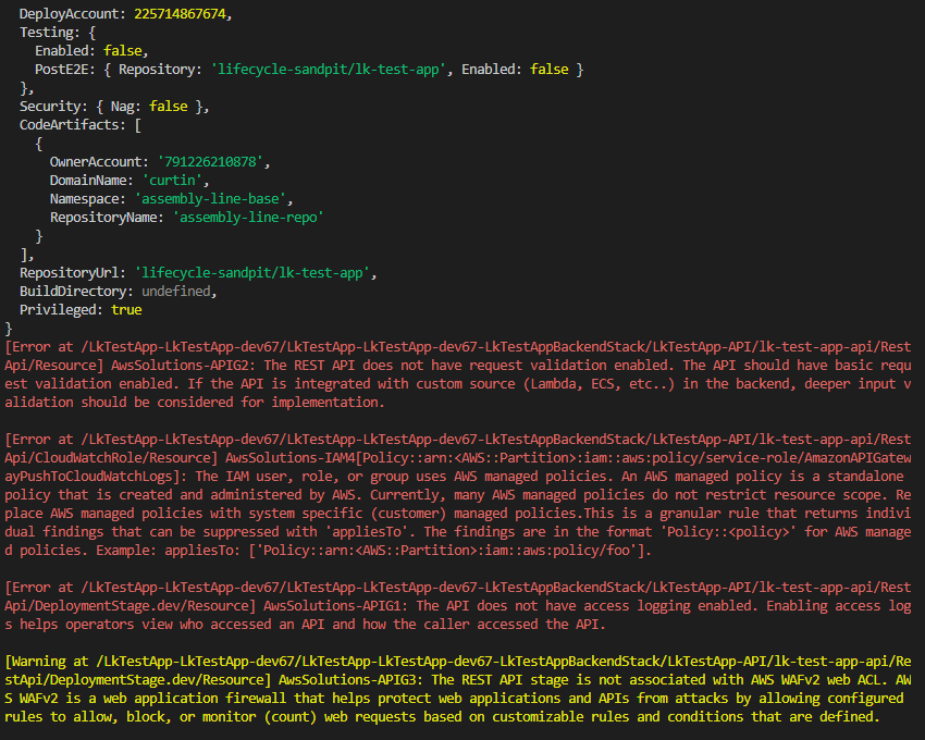 AWS Error stack trace